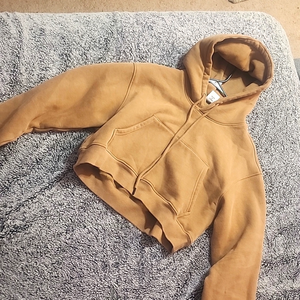 Basic light brown cropped hoodie
